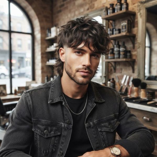 Tapered Medium Hair Wolf Cut Men