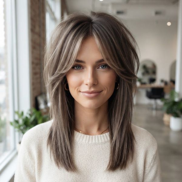 Wolf Cut For Women with Curtain Bangs